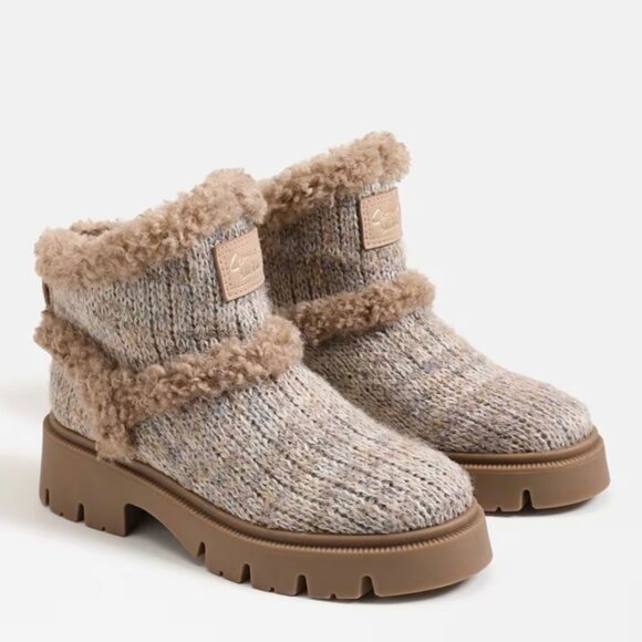 NEW Circus By Sam Edelman Clare Cozy Bootie Color:  Natural Multi Knit/Shearling - Picture 1 of 10